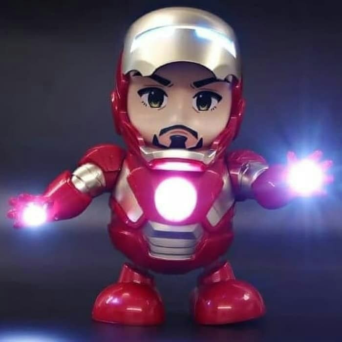 * CAS USB * Dancing Ironman Dance Robot Berjoget Lampu Musik Figur Hero Anak Bisa Untuk Lampu Tidur
