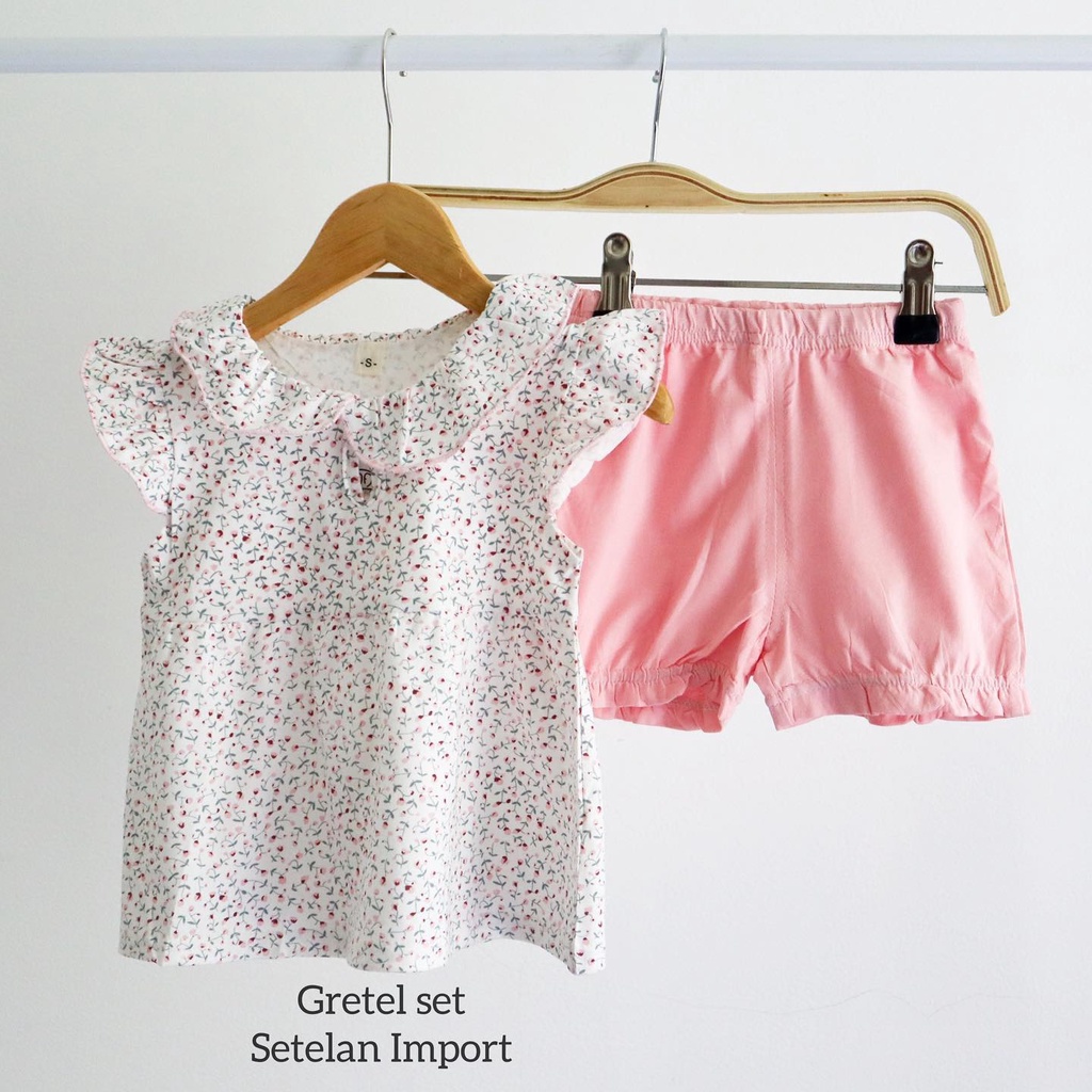 SETELAN ANAK IMPORT GRETEL / MOUSE / SWEET KITTY SET Baju Rok Bunga Pergi Lucu Fashion Anak Bayi Perempuan Cewek Terlaris Import impor Lucu