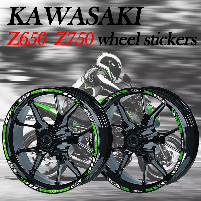 Kawasaki Z650 Z750 Stiker Roda Sepeda Motor Reflektif Kawasaki Stripe Stiker Tahan Air Stiker Dekoratif