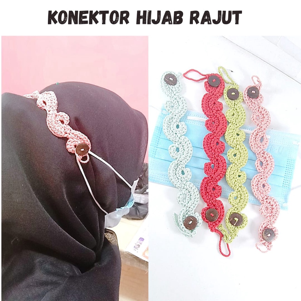 Konektor Masker Hijab/Pengait Masker Telinga Sulam Hijab fashion Wanita  Konektor Masker Rajut