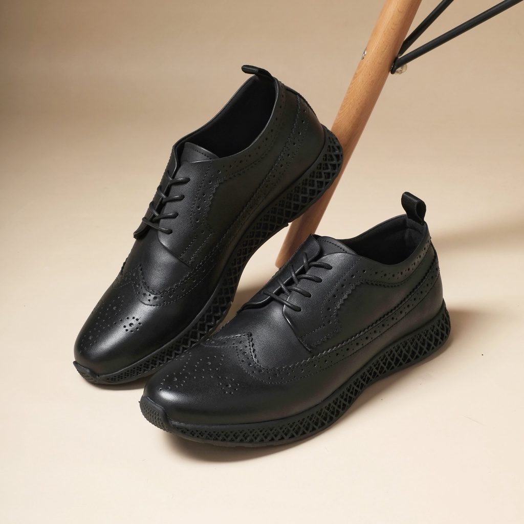 BRITISH 2.1 BLACK  (Kulit Asli) - Kenzios Sepatu Formal Pria Pantofel Kulit Asli Casual Kerja Kantor Pantopel Hitam Kasual Oxford Original