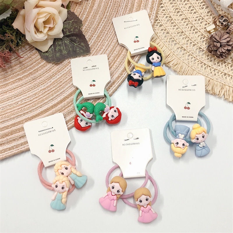 Ikat Karet Rambut Anak Disney Korea styel Motif Princess Elsa Frozen/Mermaid/Aurora/Snow White