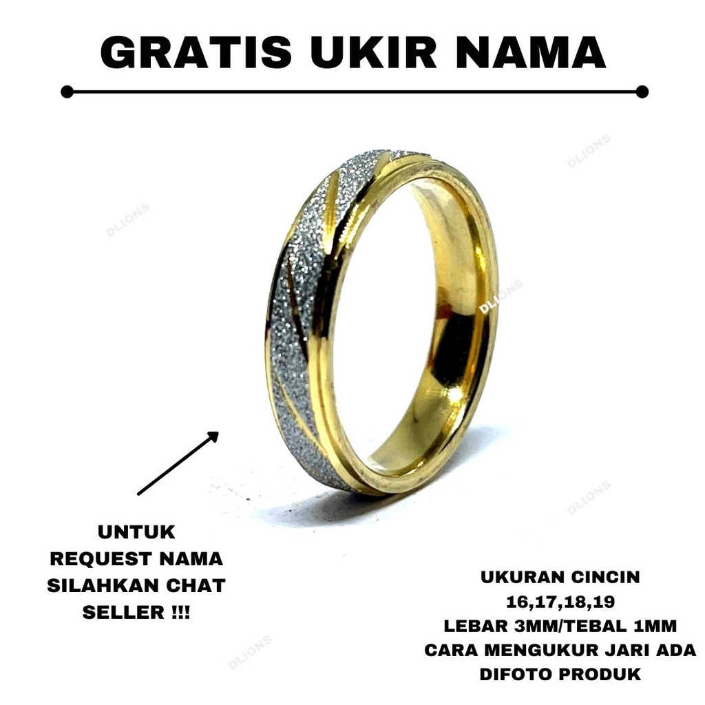 CINCIN COUPLE TITANIUM MODEL PASIR GOLD ,CINCIN PASANGAN,DAPAT 2 CINCIN GRATIS UKIR NAMA DAN GRATIS BOX /KOTAK CINCIN,ANTI KARAT DAN TIDAK GATAL