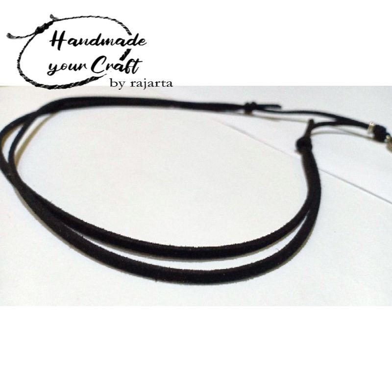 7.7 BIG SALE Kalung Tali Kulit Suede Hitam Handmade Rajarta Bandul Lafadz Allah