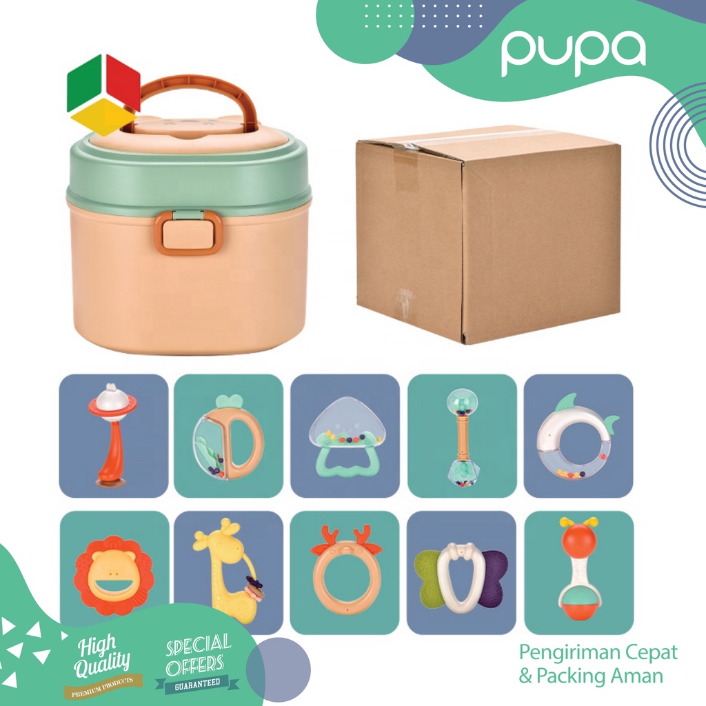 Set Mainan Bayi - Gigitan Bayi - Baby Toy Rattle Teether Toys Box PUPA