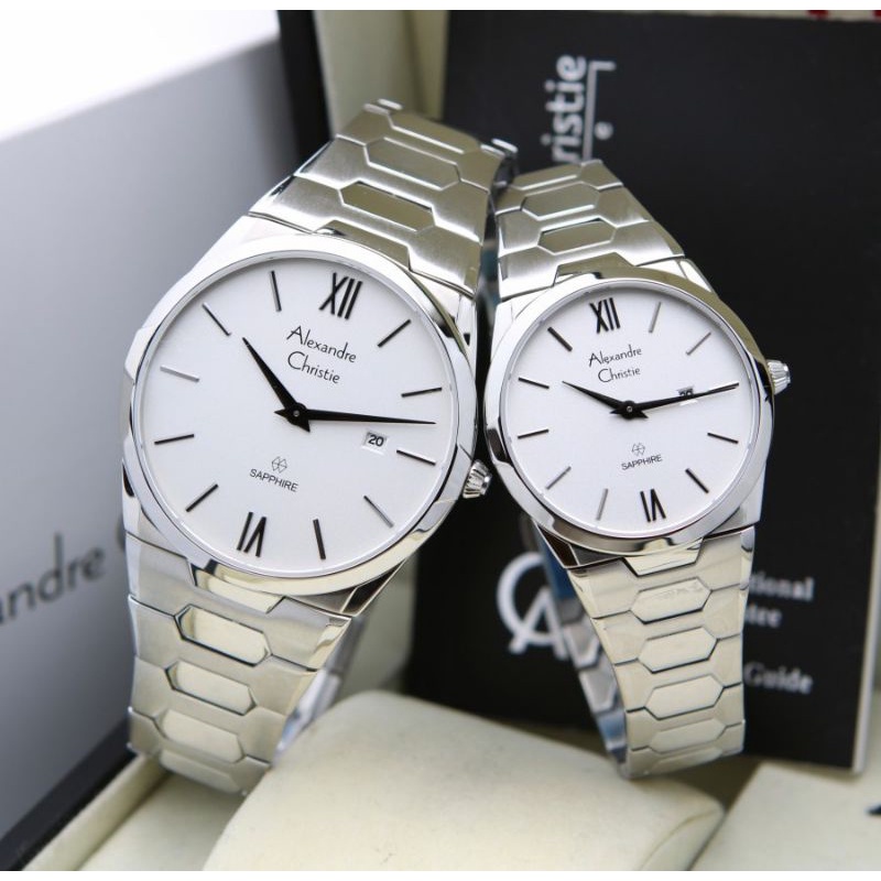 AC8542 Jam Tangan Couple Alexandre Christie AC 8542 Couple Original Silver