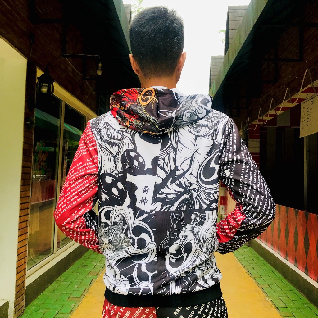 Jaket Adidaspoly Raijin Japanese Myth God Of Thunder Lightning and Storms Fullprint Anime Manga Premium