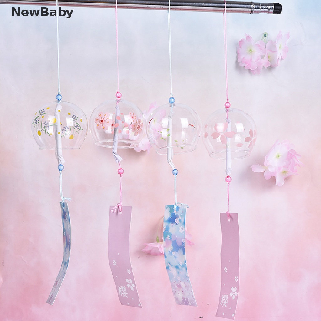 1pc Lonceng Angin Gantung Motif Sakura Bahan Kaca Untuk Dekorasi Rumah