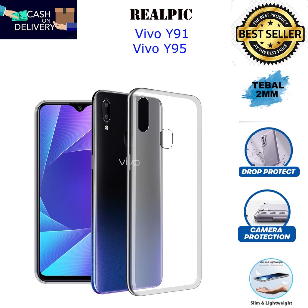 Case Vivo Y91 / Vivo Y95 Casing Clear HD KETEBALAN 2MM BENING TRANSPARAN TPU Premium Softcase