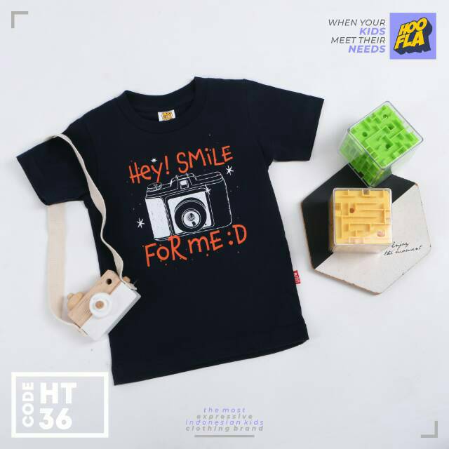 Hoofla Kids kaos anak branded T-Shirt  "Hey Smile For Me :D" Ht 36