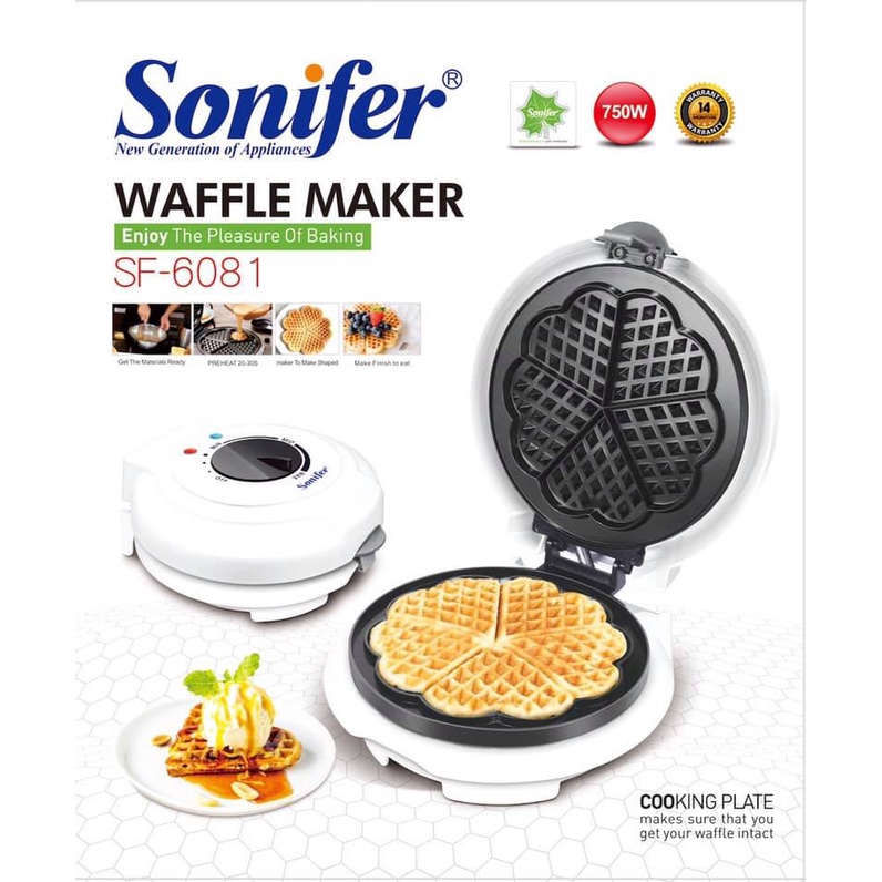 SONIFER Flower Waffle Maker Croffle Maker bentuk Love (+) FREE BUKU RESEP