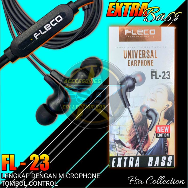 Headset Fleco FL-23 Extra Bass Universal Earphone New Edition Extra Bass Stereo