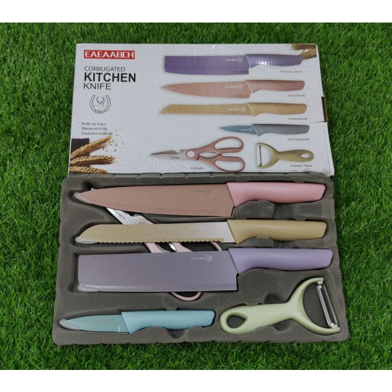 PISAU SET MURAH MERK EAEAABCH 6 in 1/KNIFE SET EAEAABCH 6 in 1 STEINLESS LAPISAN ANTI LENGKET