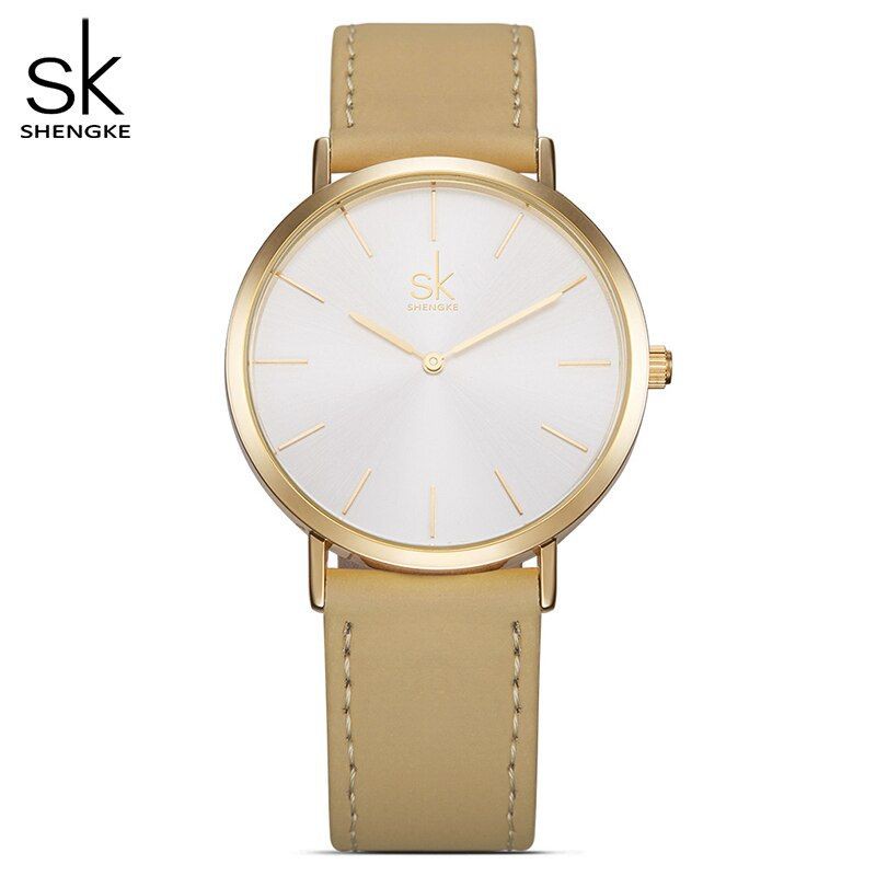 SHENGKE 0036 Jam Tangan Wanita Analog Tali Kulit WK-SBY