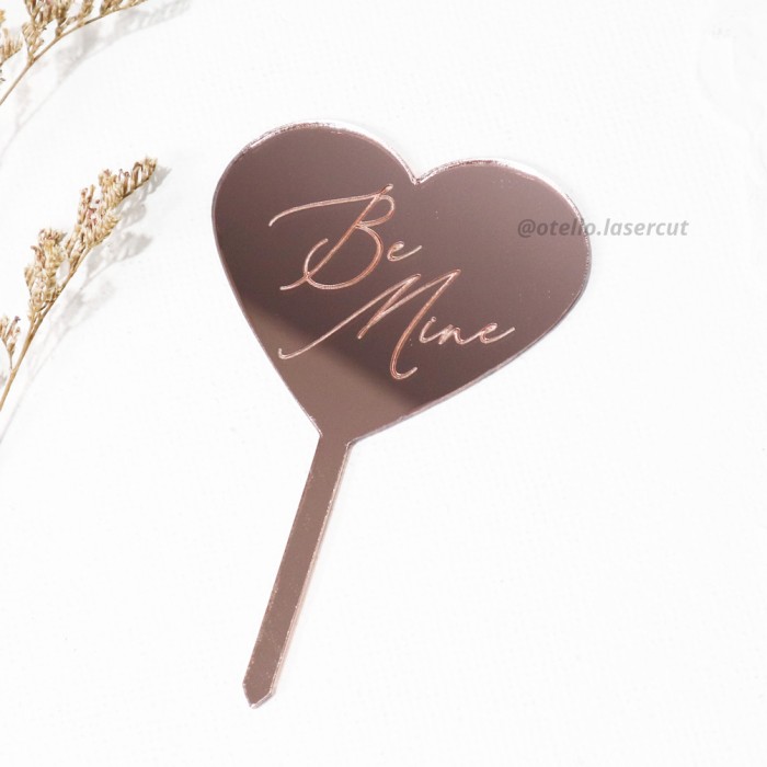 Cupcake Topper Kue Hati Mini Valentine Caketopper Kue Grafir Acrylic Hiasan Love Akrilik Heart Shape