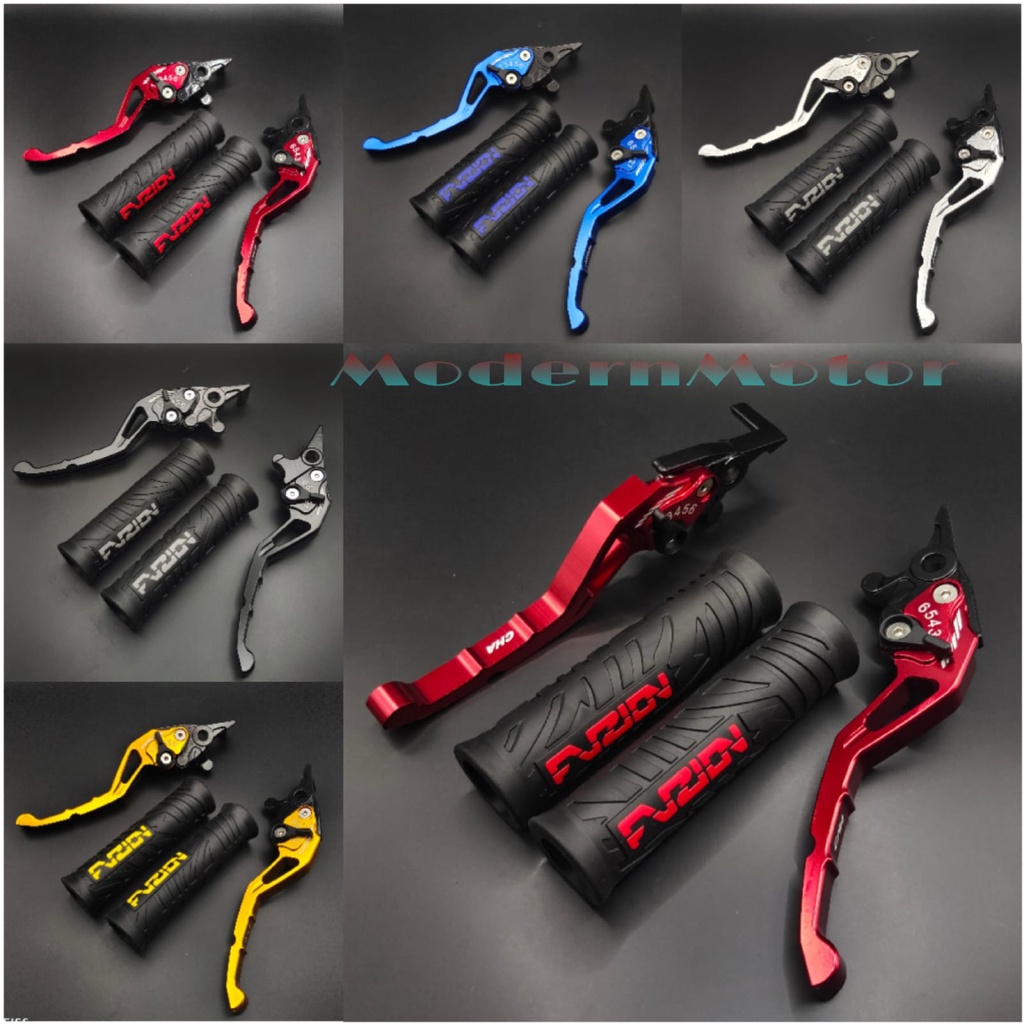 Handle sisik CNC Stelan + Handgrip FUZION Model Hayaidesuuu BEAT VARIO MIO MX VIXION TIGER FU VARIO 150 NMAX AEROX MIO J PCX LEXI FREGOO