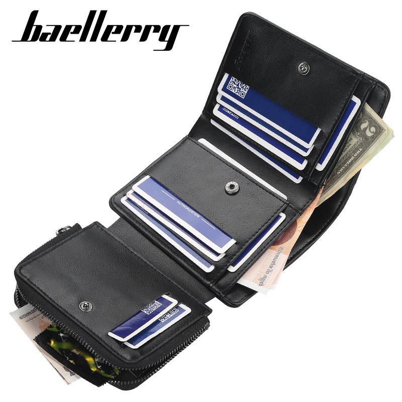 ORIGINAL BAELLERRY DOMPET PRIA WANITA 3 LIPATAN DENGAN TEMPAT KOIN D9159