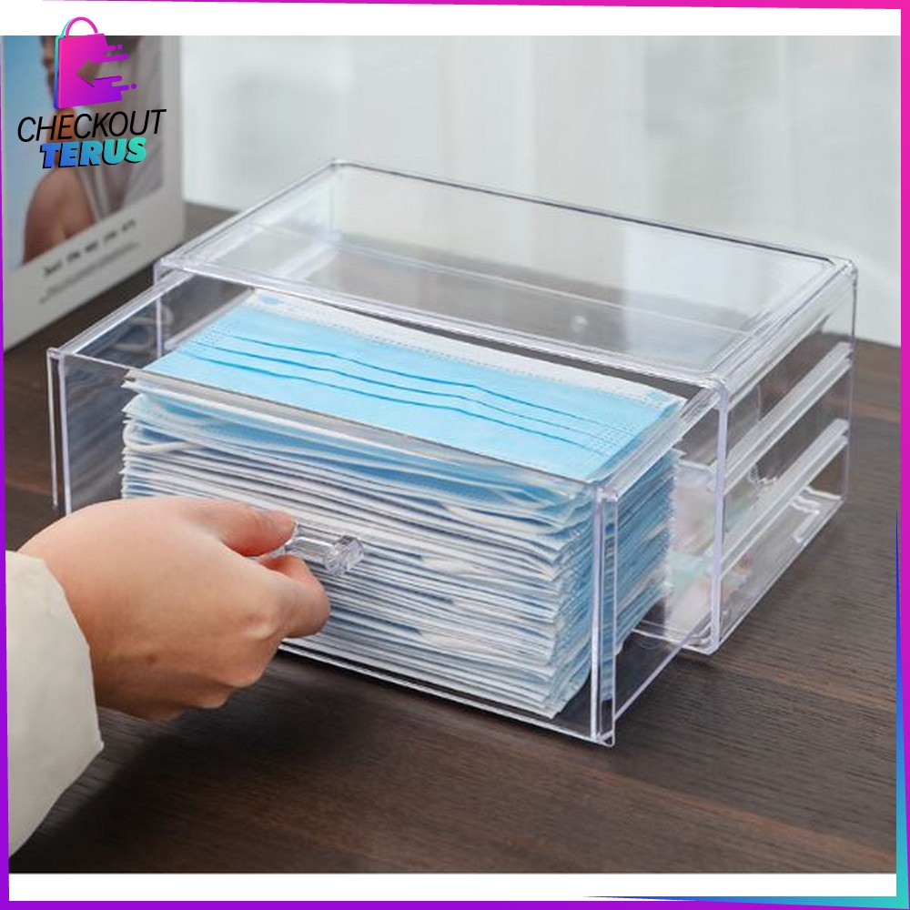 CT K105 Kotak Serbaguna Rak Bening Kotak Masker Transparan Acrylic Organizer Box Kotak Penyimpanan Masker