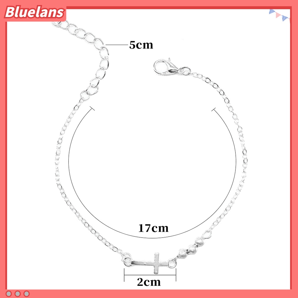 Bluelans Fashion Women Beaded Cross Charm Bracelet Chain Hand Jewelry Birthday Gifts