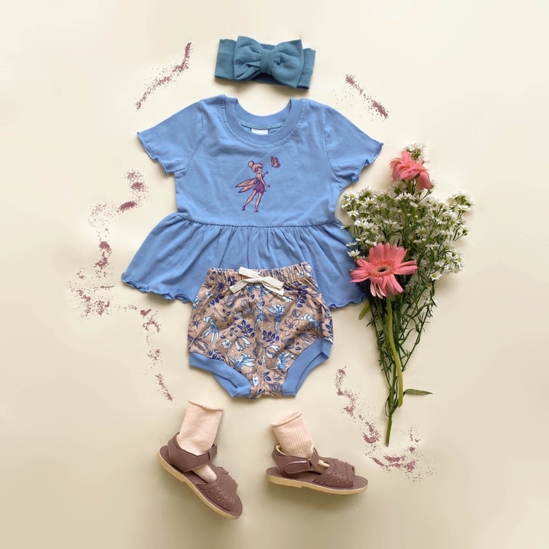 DINOANDBUNNY - CHLOE SET DISNEY - Bohopanna X TINKERBELL - Set Atasan Celana Anak - Baju Anak Perempuan 1 - 3 Tahun