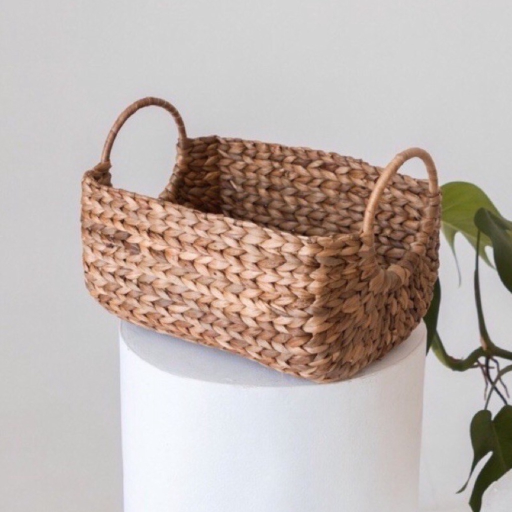 Tray Handel Rotan Ayaman Enceng Gondok / Tray Anyam Handel Rotan / Baki Nampan Keranjang Serbaguna