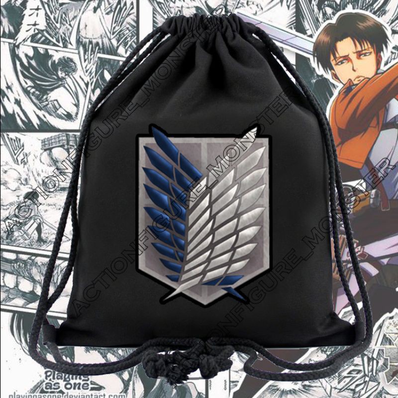 Tas Drawstring Serut Anime Attack on Titan String Bag Tas Ransel