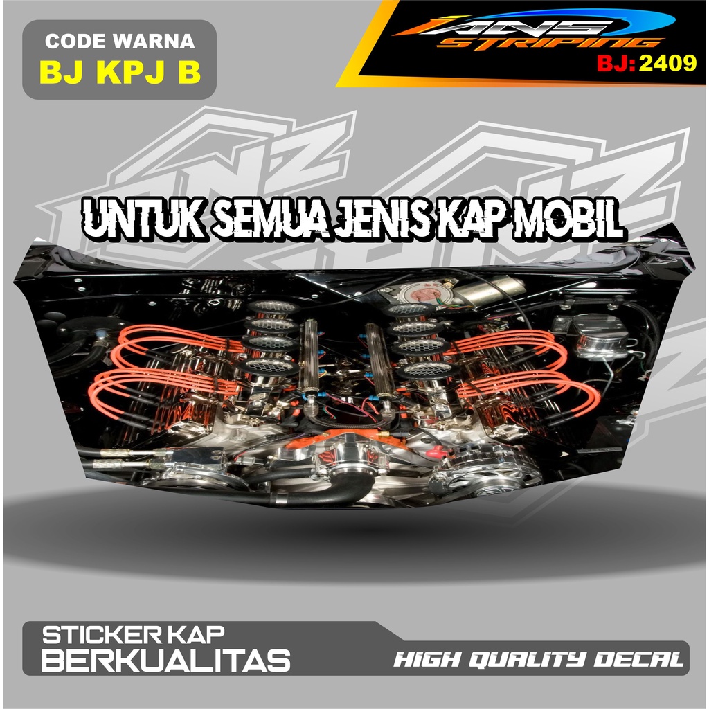 STICKER VARIASI KAP MOBIL BRIO, AGYA, JAZZ, AVANZA, INOVA / DECAL STIKER CUP KAP MOBIL / STIKER KAP MESIN