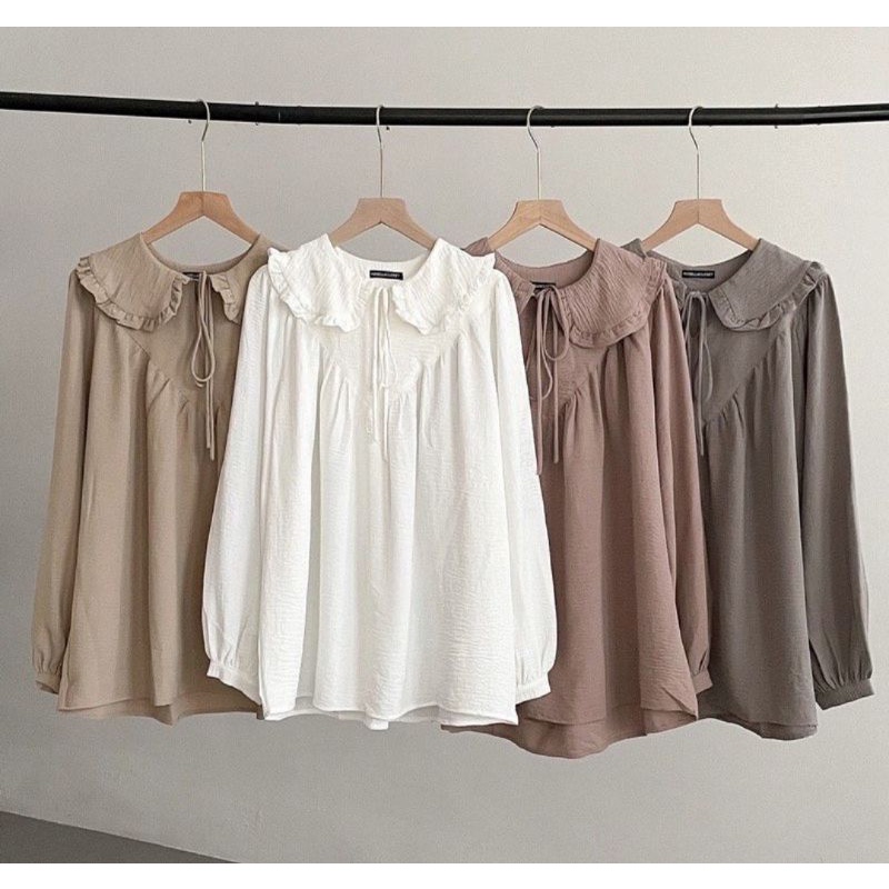 Atasan Wanita - Meesa Blouse Crinkle Lengan Panjang - Blouse Jumbo