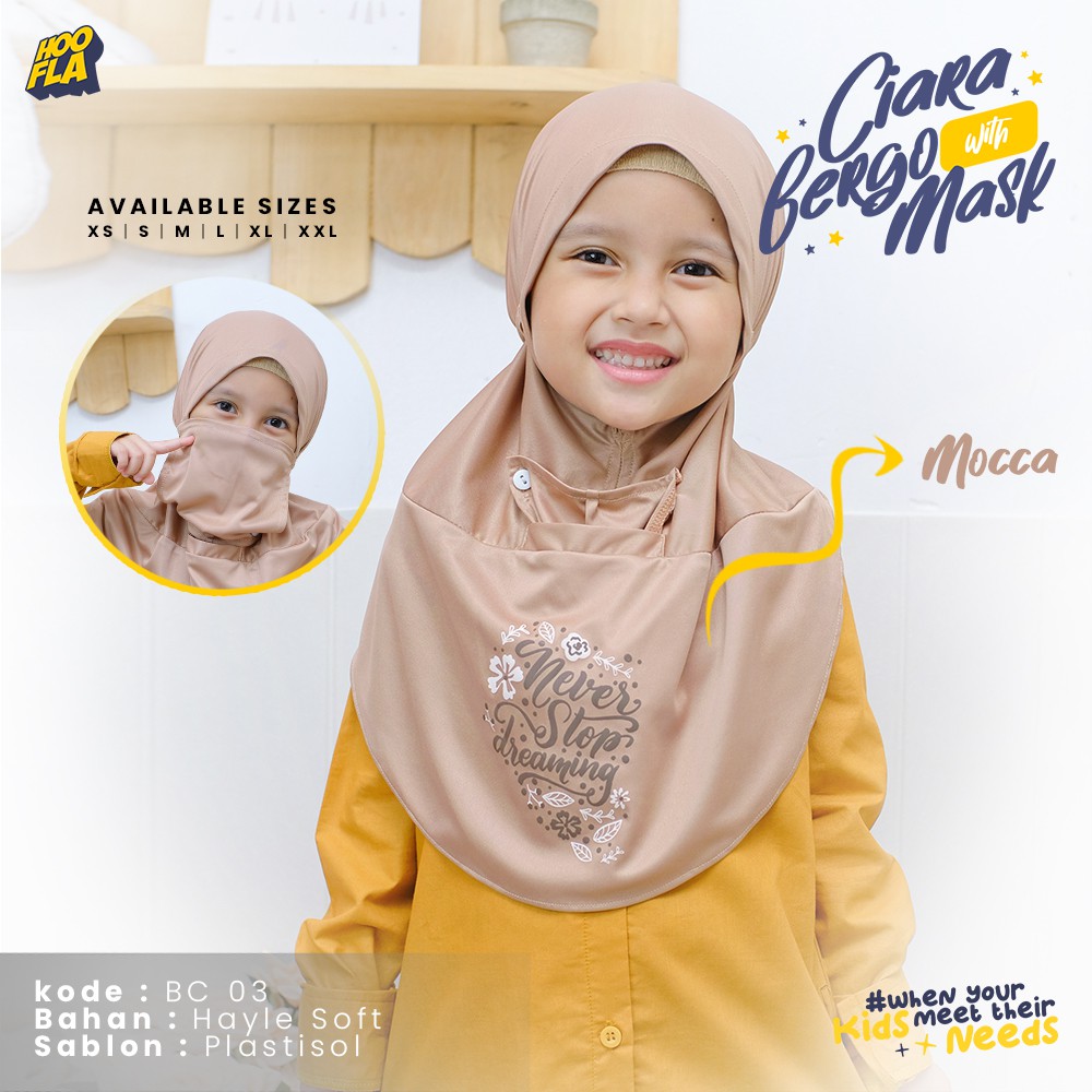 Jilbab Anak Perempuan 1 - 12 Tahun Hoofla Bergo Ciara Free Masker Hijab Kerudung Anak Perempuan