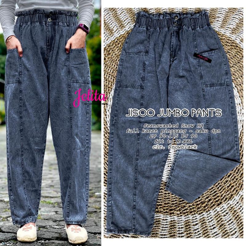 jisoo jumbo pants celana jeans by jelita