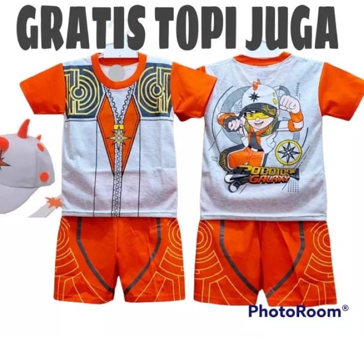 FREE TOPI / BAJU ANAK BOBOIBOY SETELAN ANAK BOBOIBOY AIR API HALILINTAR DAUN GEMPA