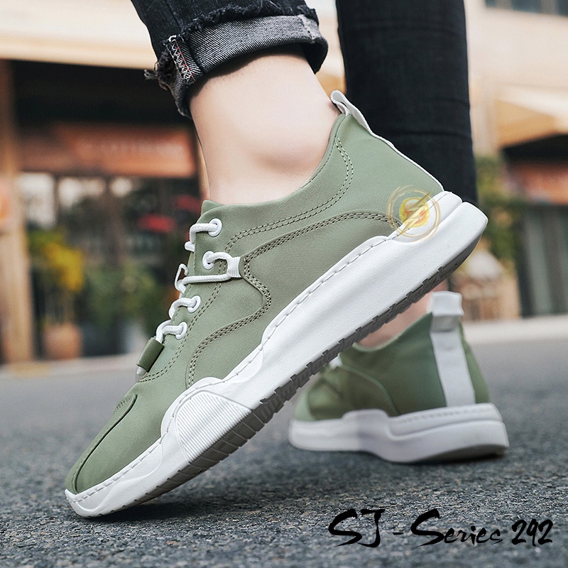 [NOOS] Sepatu Senakers Pria Fashion Tali Elastis Series 3 Kualitas Premium -292 ARMY