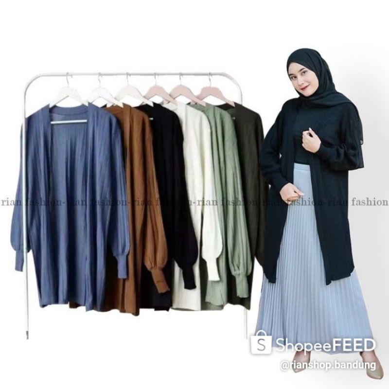 Kardigan Tangan Balon / Long Kardigan Rajut / Outer Rajut