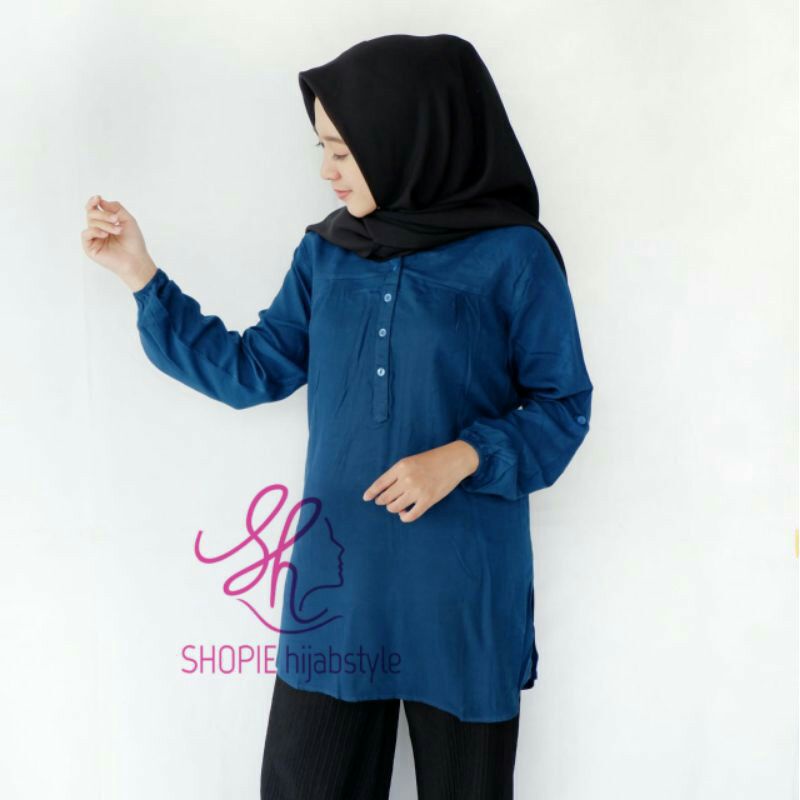 Blouse Polos Rayon Biru Tosca Tua