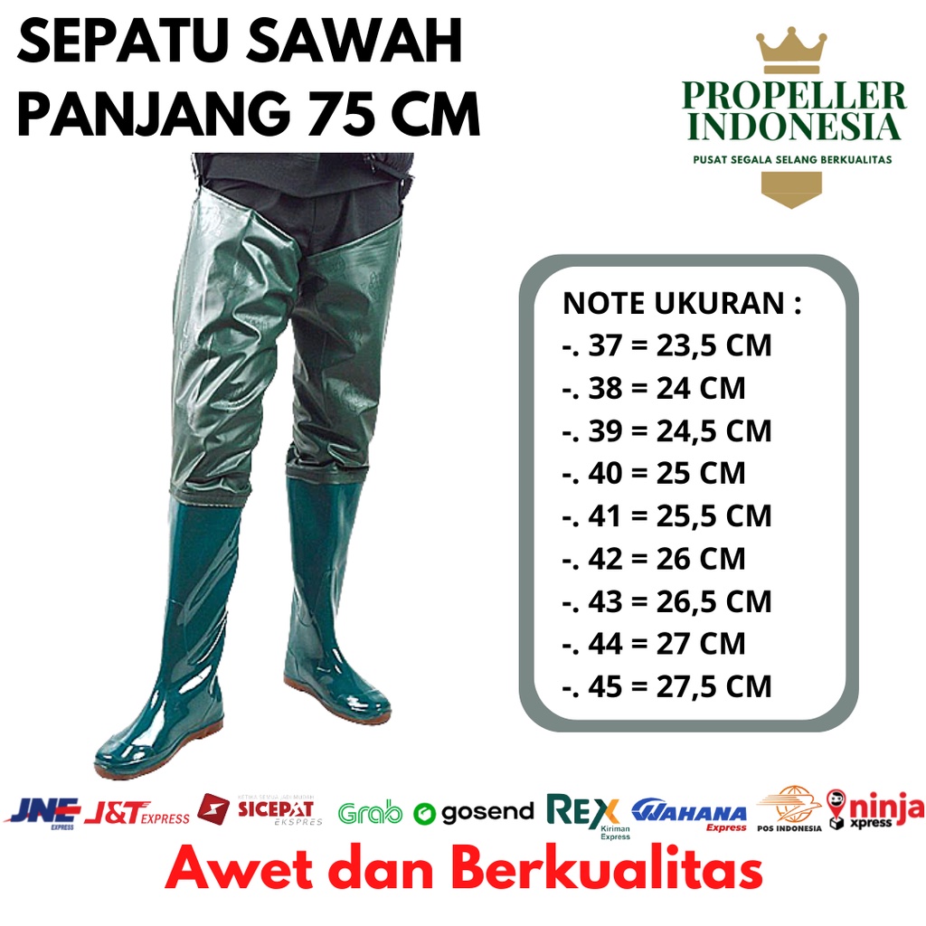 Sepatu Sawah Anti Keong Petani Nelayan Anti Air Boots Wanita Pria Rawa Kebun Ternak Mancing Celana 75 CM Anti Slip Bot But Serbaguna Tahan Air