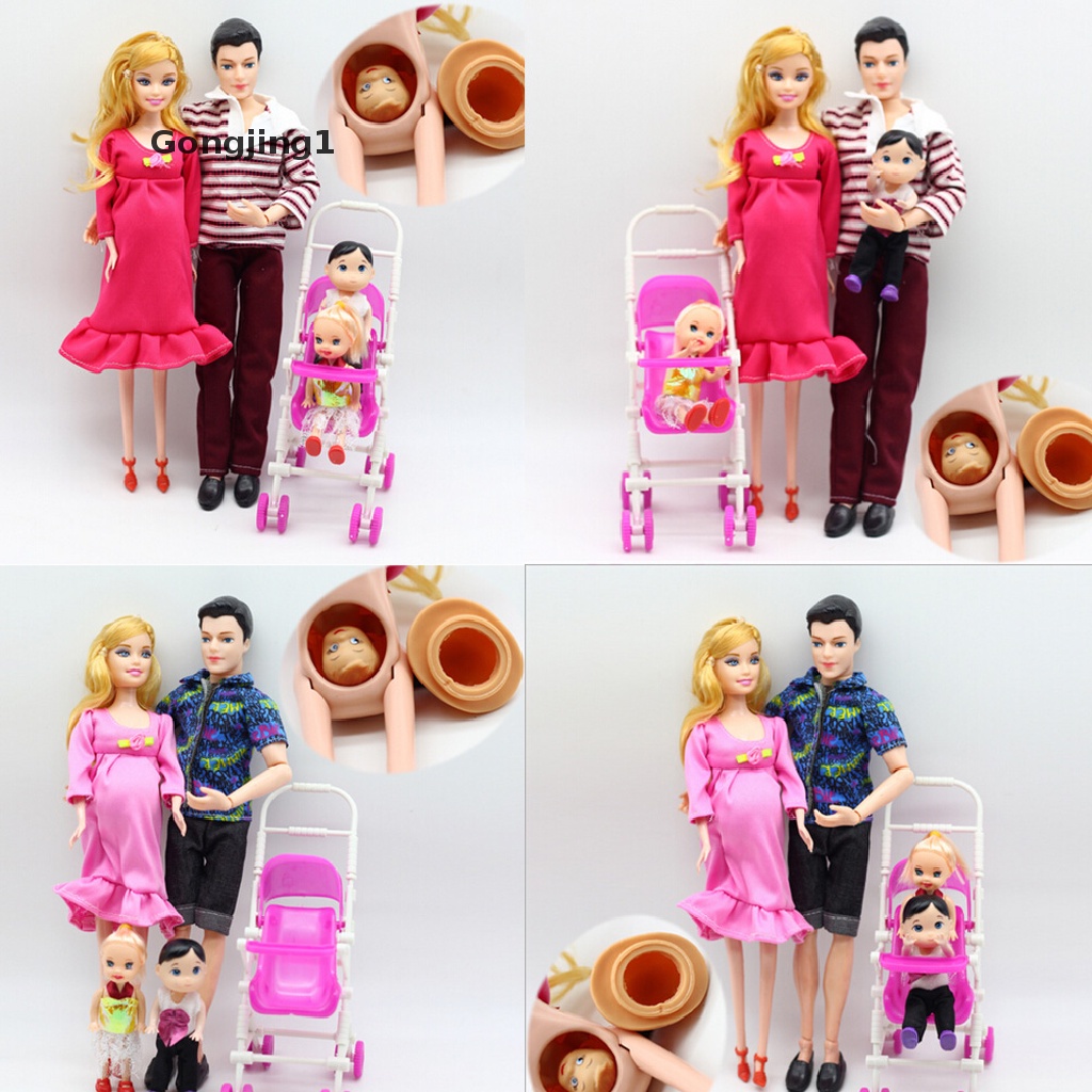 Gongjing1 6pcs / lot Mainan Edukasi Boneka Keluarga Ibu Hamil Untuk Anak Barbie