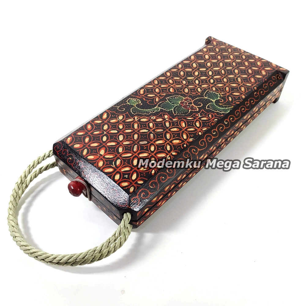 Congklak Dakon Lipat Kayu Batik - Motif A + Biji Kerang