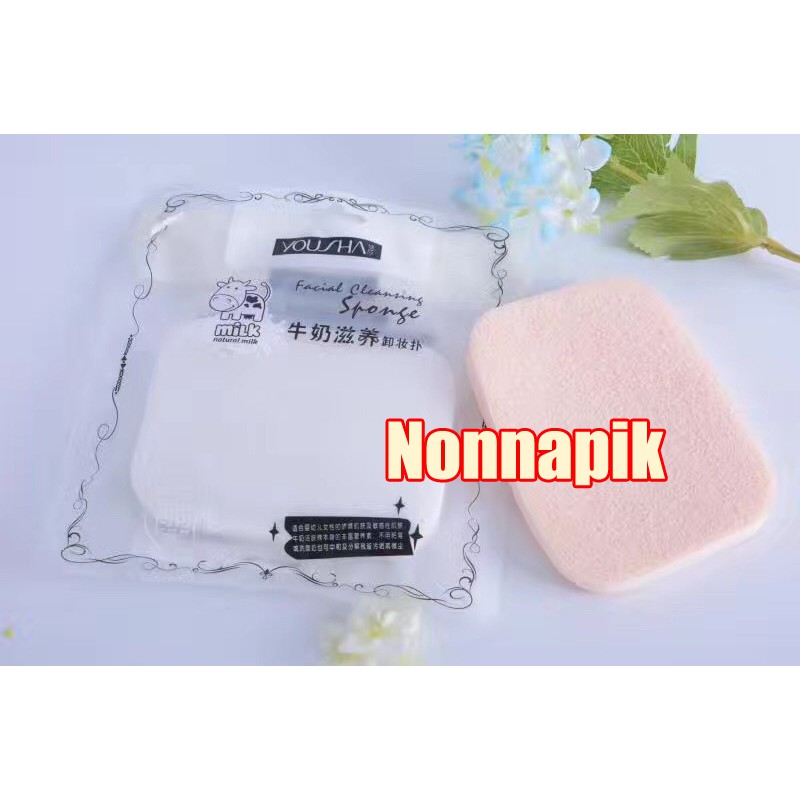 Spon Cuci Muka / Wajah &amp; Badan Beraroma - Cleansing Sponge Body &amp; Face with Milk Scent