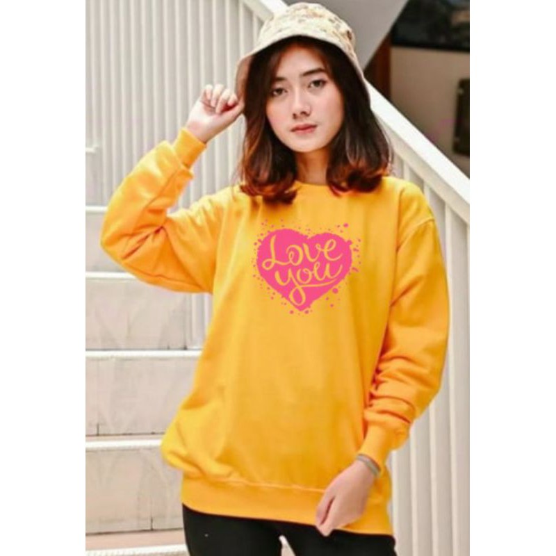 Kaos Lengan Panjang LOVE PINK / Kaos Sweatshirt / Atasan Wanita / Atasan Wanita Lengan Panjang