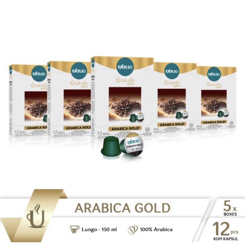 

Kopi Kapsul Excelso Unakaffe ARABICA GOLD- 5 Folding Box