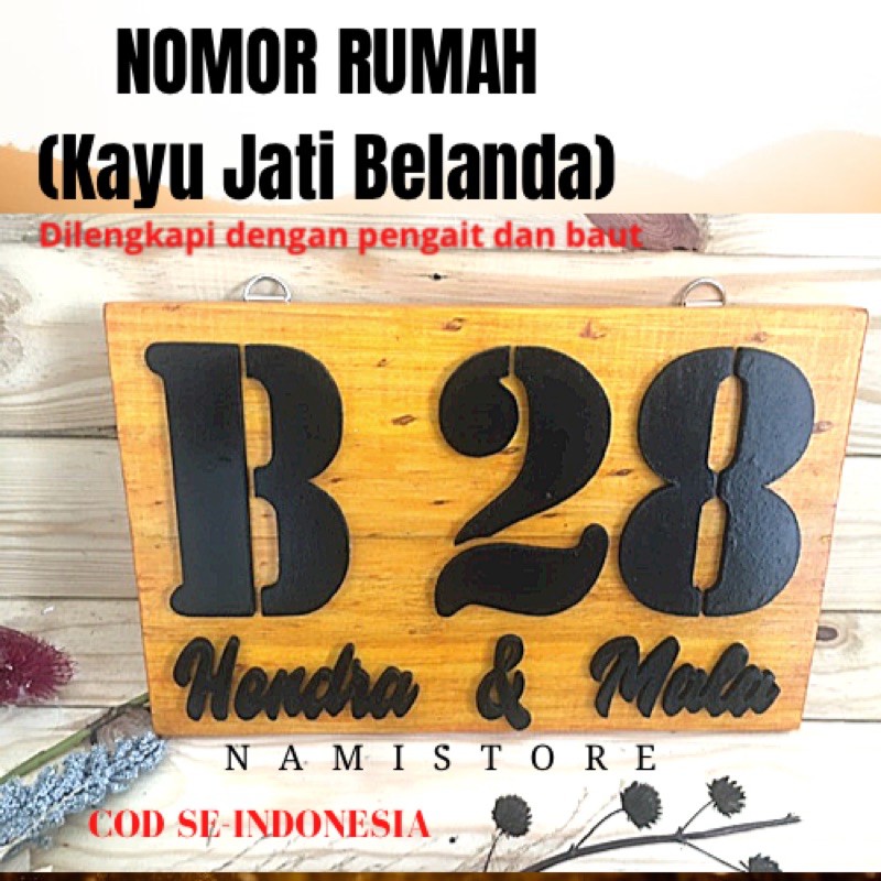 NOMOR RUMAH (KAYU JATI BELANDA| PREMIUM | NOMOR RUMAH KAYU JATI BELANDA