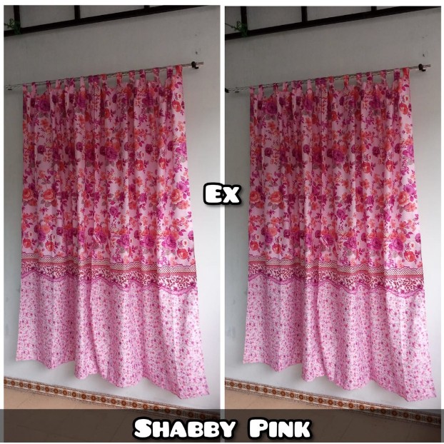 GORDEN SHABBY PONI MURAH | HORDENG PINTU SHABBY MURAH | TIRAI JENDELA SHABBY COKLAT CREAM PINK GRATIS ONGKIR BISA COD