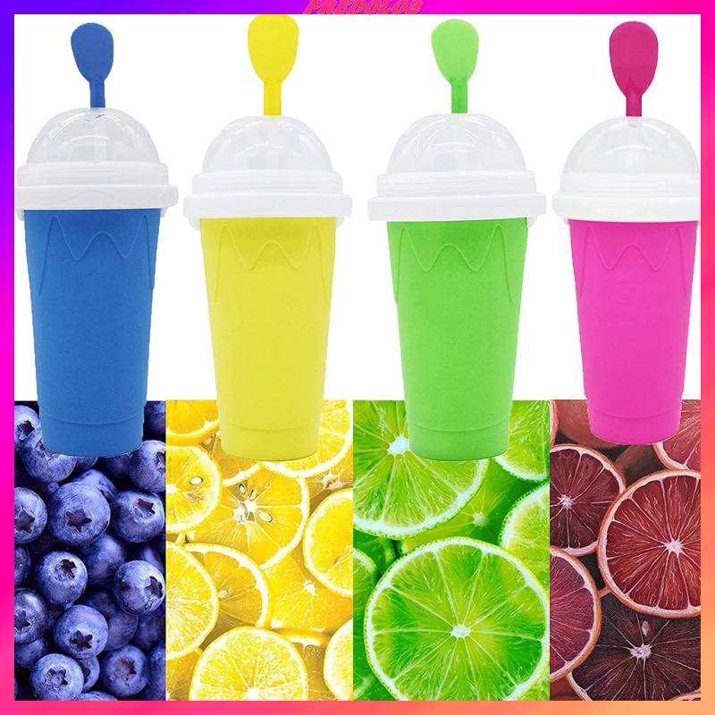 Green-1pc DIY Homemade Slushy Maker Squeeze Cup Travel Portable Double Layer Silica Cup Pinch Cup Hot Summer Cooler Smoothie Silicon Cup Pinch into Ice Child Adult Slushy Ice Cup 