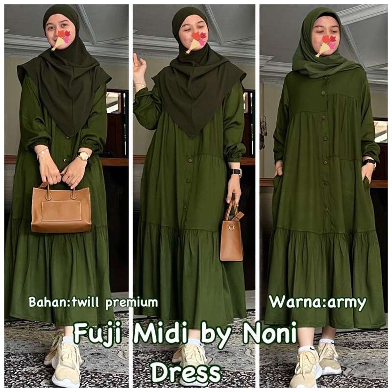 Daster Arab Noni FUJI Midi Dress Flowy Premium Twill