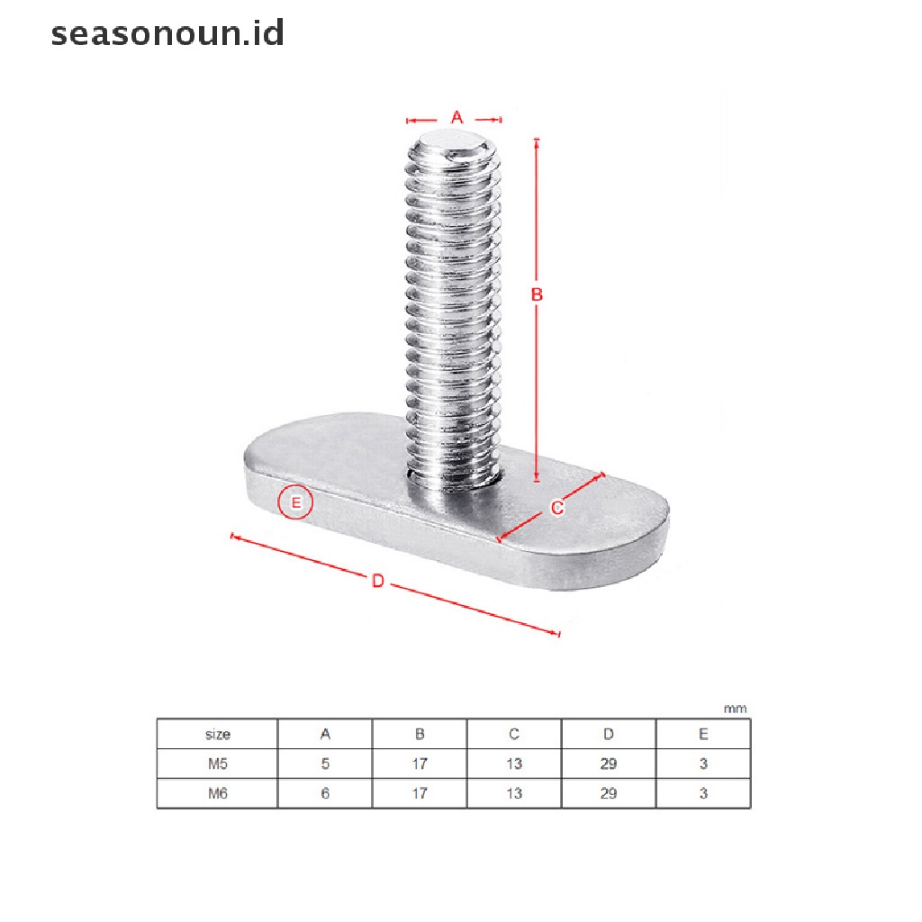 【seasonoun】 Threads Kayak Rail/Track M5/M6 Screws Nuts T Slot Bolt Replacement  Gear Bolt .