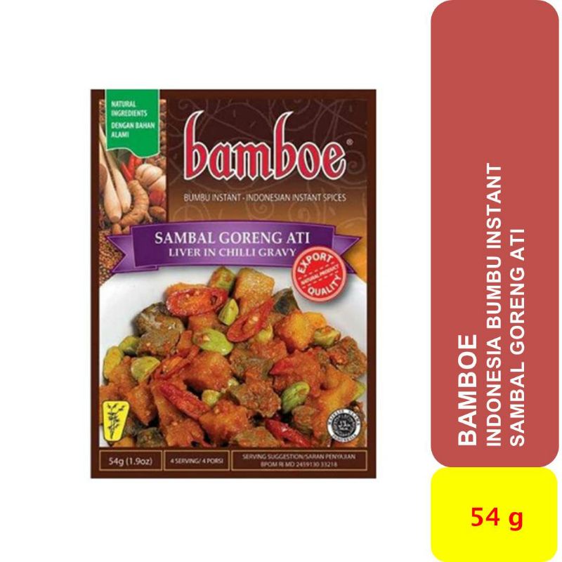 

Bumbu Instant Indonesia Sambal Goreng Ati kemasan sachet 54 g merk BAMBOE