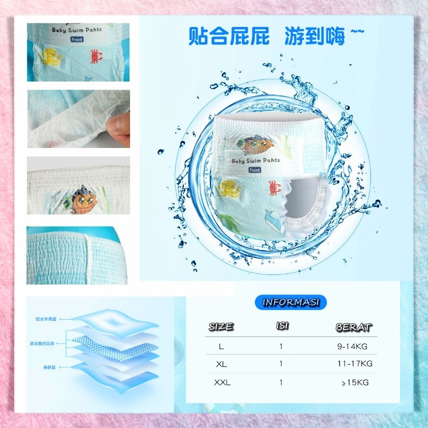 Popok Renang Bayi Tahan Air Sekali Pakai Disposable Diapers / Baby Swim Pants