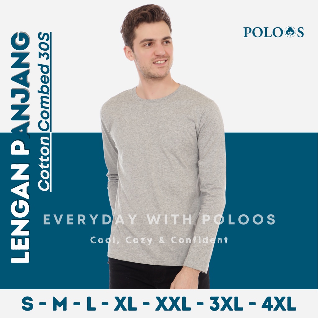 Baju Kaos Polos Pria Lengan Panjang Abu Misty