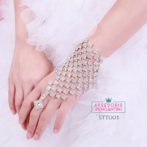 [PRODUK TERLARIS] AKSESORIS WEDDING HIASAN PENGANTIN SARUNG TANGAN CRYSTAL STT001