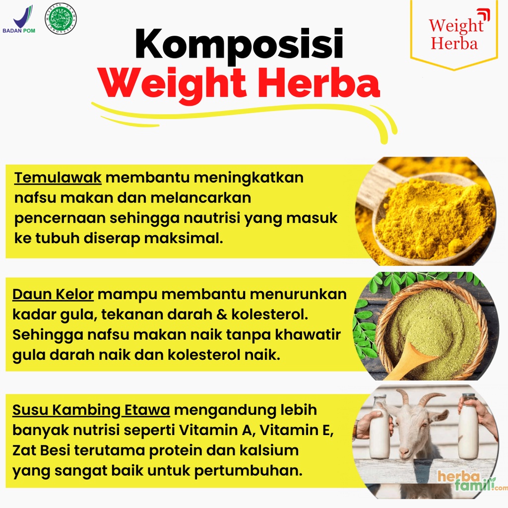 Weight Herba 2 Box - 100% Original Quality Premium Susu Kambing Berat Badan Dewasa &amp; Penambah Nafsu Makan isi 200gr